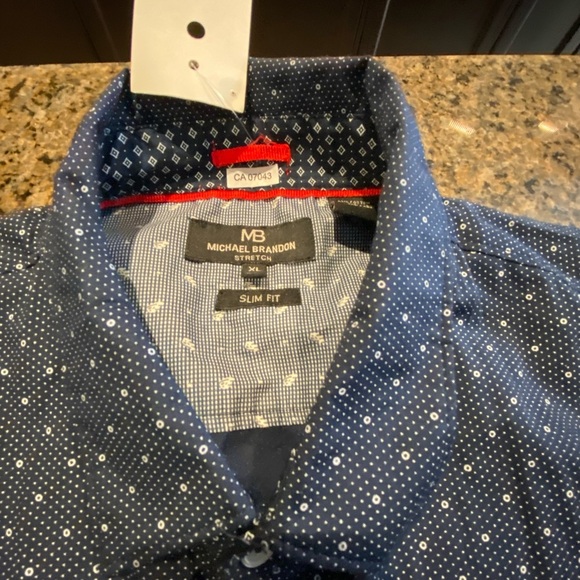 Michael Brandon Men's Blue Polka Dot Shirt Size XL - Picture 4 of 6